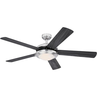 52 in. Brushed Nickel Ceiling Fan with Frosted Glass, LED Ceiling Fan