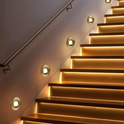 Durable Aluminum and Stainless Steel Embedded Step Light with Tempered Glass Lampshade for Indoor and Outdoor Use, DIY Lighting Decoration
