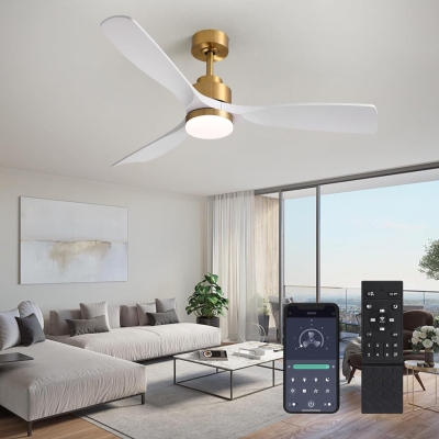 Modern Contemporary Ceiling Fan with Light, Gold and White Dimmable LED Ceiling Fan with Remote Control for Living Room