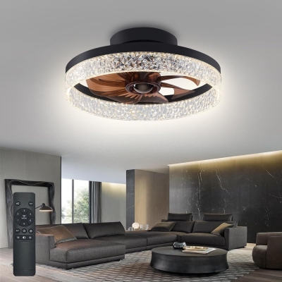 Black Bedroom Ceiling Fans with Lights, Flush Mount Bladeless Ceiling Fan with Remote, Smart Low Profile Ceiling Fan for Bedroom Kids Room Living Room