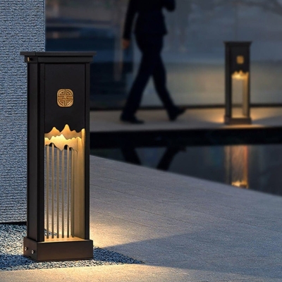 Retro Outdoor LED Pathway Light with Mountain Scenery Design, Durable Stainless Steel and Aluminum Body, Ideal for Garden, Lawn, Fence, and Patio Decor