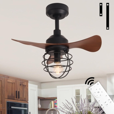 22 in. Farmhouse Rustic Ceiling Fan with Light, Small Dimmable Low Profile Ceiling Fan with 3 Reversible Blades for Indoor Outdoor Use