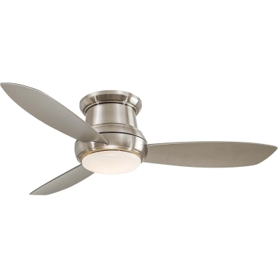 52 in. Flush Mount Ceiling Fan, LED Recessed Ceiling Fan, Brushed Nickel Ceiling Fan