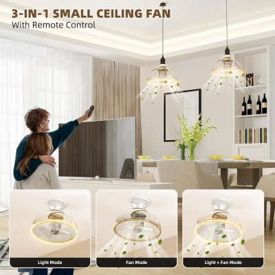 Socket Ceiling Fans with LED Lights and Remote, Mini Dimmable Low Profile Ceiling Fan for Kitchen Living Room Bedroom Bathroom, Garage Ceiling Fan