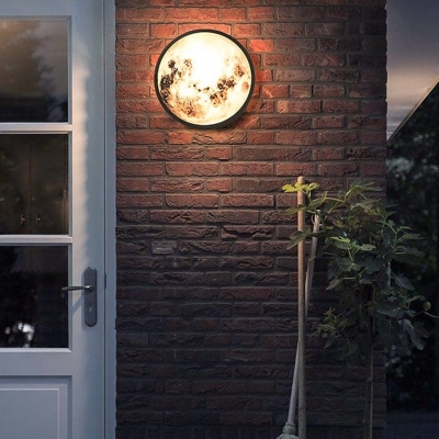 Round Moon Shape Outdoor Wall Sconces with High Transmittance Glass, Energy-Saving LED, Waterproof, Dustproof, and Insect-Proof for a Cozy Ambience