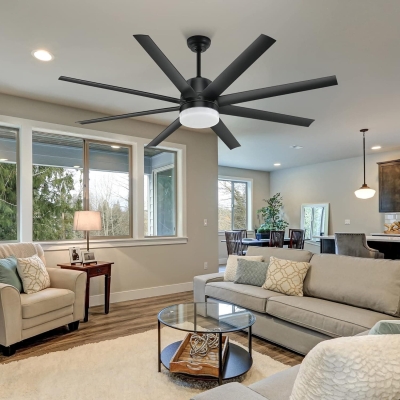 60 in. Black Ceiling Fan with Light and Remote, Modern Contemporary Ceiling Fans for Bedroom Living Room