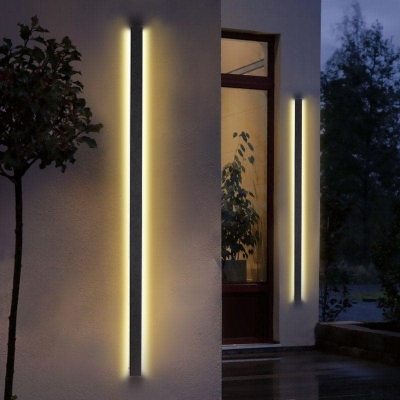 Elegant Black Wired LED Long Strip Porch Lights with Two-Way Sconce for Durable and Versatile Outdoor Landscape Lighting