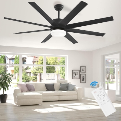 60 in. Large Ceiling Fan Light with Remote Control, Black Noiseless Indoor Reversible Ceiling Fan Winter Summer for Bedroom Living Room Dining Room