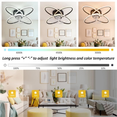 Flush Mount Bladeless Ceiling Fan with LED Light, Modern Low Profile Ceiling Fan Light Fixture with Remote, Ceiling Fan for Bedroom Living Room Patio