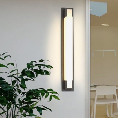 Modern Waterproof Outdoor Wall Lamp with Milky Acrylic Lampshade and LED Light, Durable Stainless Steel, Elegant Design for Perfect Lighting Atmosphere