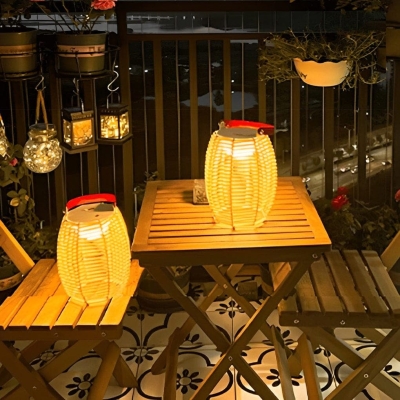 Portable Solar Garden Light with Hand-Woven Rattan, Waterproof Design, High-Color Rendering LED, and Durable Iron Reinforcement for Outdoor Use