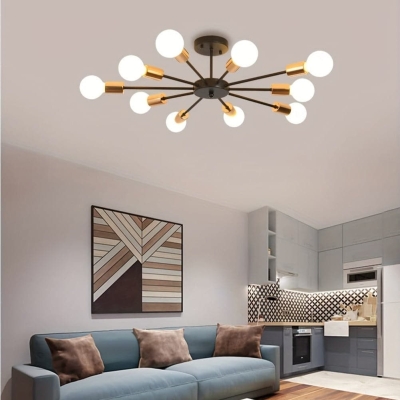 10-Light Sputnik Pendant Light Semi Flush Mount Ceiling Light , Modern Black Sputnik Pendant Light for Kitchen Living Room Dining Room