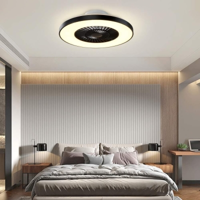 Modern Ceiling Fan with Lights and Remote, Invisible Flush Mount Low Profile Ceiling Fan, Reversible Ceiling Fan Winter Summer