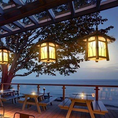 Eco-Friendly Bamboo Outdoor Lights, Hand-Woven Waterproof Pathway and Pendant Lighting for Gardens, Villas, and Restaurants
