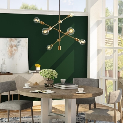 Modern 6-Light Dimmable Sputnik Linear Chandelier