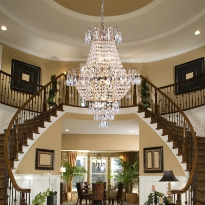 Gold Empire Crystal Chandelier, Luxury Chandelier for Living Room Dining Room Bedroom Hallway