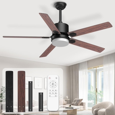 52 in. Bedroom Remote Control Ceiling Fan and Light, Modern Fan for Living Room Kitchen, Black Outdoor Ceiling Fans, Garage Ceiling Fan