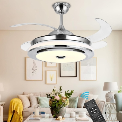 36 in. Retractable Ceiling Fan with Lights and Remote, Modern Ceiling Fan with LED Light, Dimmable Fandelier for Bedroom Living Room Dining Room