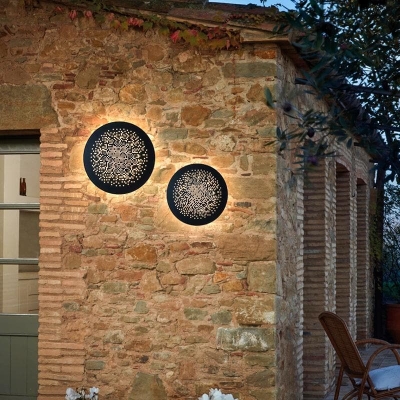 Modern Black Outdoor Wall Lights with Unique Circular Design and LED Lighting, Waterproof and Versatile for Home and Garden