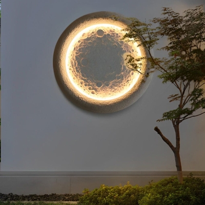 Concrete Lunar Surface-Inspired Outdoor Wall Light with Warm White LED, Waterproof and Artistic Design for Porch and Garden Spaces