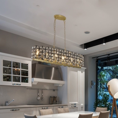 Modern Oval Crystal Chandelier, Crystal Hanging Light Fixture, Luxury Gold Pendant Light for Kitchen Island Dining Room