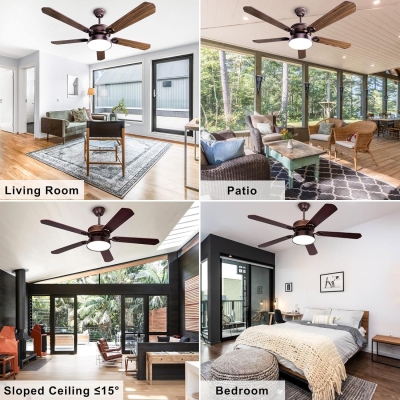 52 in. Farmhouse Indoor Outdoor Ceiling Fans with Remote for Patio Porch Bedroom Living Room, Reversible Bronze Ceiling Fan