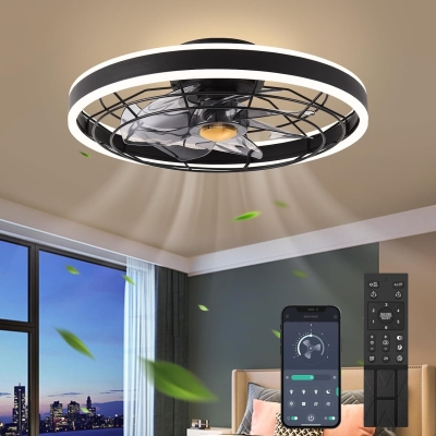 LED Ceiling Fan and Light, Modern Ceiling Fan, Black Ceiling Fan with Lights APP Remote Control, Bedroom Ceiling Fans, Living Room Ceiling Fan with Light