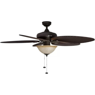 52 in. Brown Tropical Ceiling Fan, Reversible Outdoor Ceiling Fan for Porch, Indoor Ceiling Fan with Light Pull Chain Control for Living Room