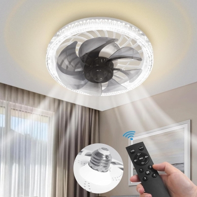 Modern Socket Fan Light with Remote, Dimmable Bedroom Ceiling Fans with Lights, Indoor Ceiling Fan for Living Room Kitchen Home