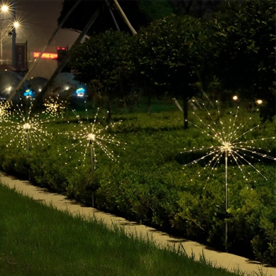 Solar Outdoor Lights with 200 LED Beads, Fireworks &amp; Dandelion Design, Durable Copper Wires, Automatic Charging, Energy-Saving Pathway Lighting