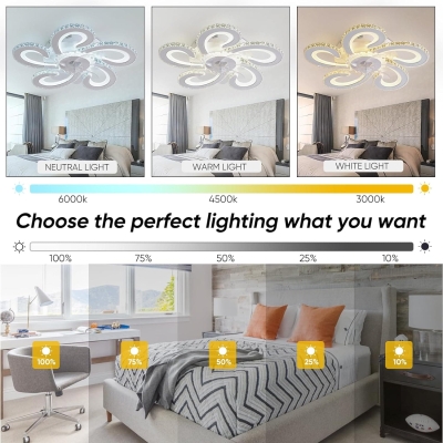 Crystal Ceiling Fan, Outdoor Ceiling Fans with Light and Remote for Bedroom Living Room Lining Room