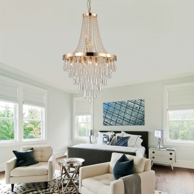 Luxury Empire Rose Gold Crystal Chandelier for Living Room Foyer Dining Room Kitchen Island Bedroom Entrance Hall