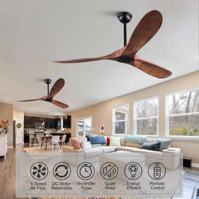 60 in. Ceiling Fan with Remote Control, Lightweight Ceiling Fans without Lights, Energy Saving Ceiling Fans for Indoor Outdoor Bedroom Study Patio Courtyard
