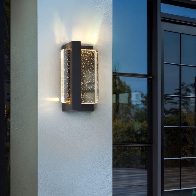 Outdoor Wall Light with Bubbles Crystal Lampshade, IP65 Waterproof, Rust-Resistant Metal Body, 95-265V Voltage for Garden, Courtyard, Hotel Exterior