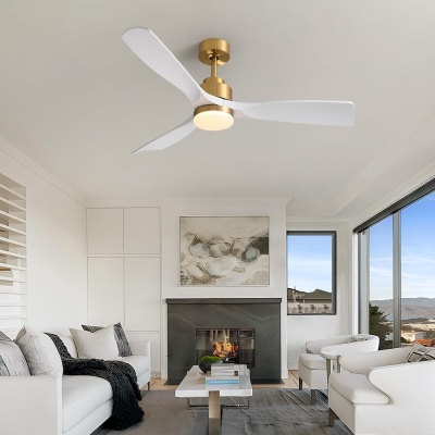 Modern Contemporary Ceiling Fan with Light, Gold and White Dimmable LED Ceiling Fan with Remote Control for Living Room