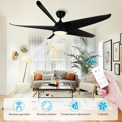 60 in. Contemporary Traditional Fandelier Flush Mount and Light, Black Ceiling Fan with Remote Control, Dimmable Matte Black Ceiling Fan