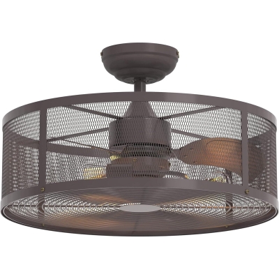 22 in. Industrial Caged Ceiling Fan with Remote and Light Kit, Indoor Enclosed Ceiling Fan, Nice Ceiling Fans, Oil Rubbed Bronze Ceiling Fan