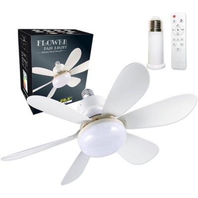 20 in. Socket Remote Control Ceiling Fan and Light, LED Mini Ceiling Fan for Bedroom Living Room Kitchen Balcony