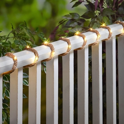 Rustic Vintage Hemp Rope LED String Lights, Solar and Battery Powered Options for Garden, Festive Decor, and Warm Atmosphere, Durable and Stylish