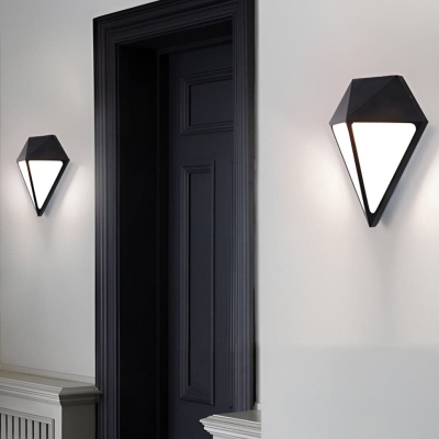Durable Geometric Outdoor Wall Light with Die-Cast Aluminum Body and White Acrylic Shade, Rust-Resistant, Weatherproof, Easy to Clean