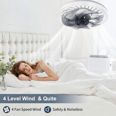 12 in. Socket Fan Light, Dimmable Flush Mount Ceiling Fans with Lights Remote, Modern Light Socket Fan, Dimmable Bedroom Ceiling Fans