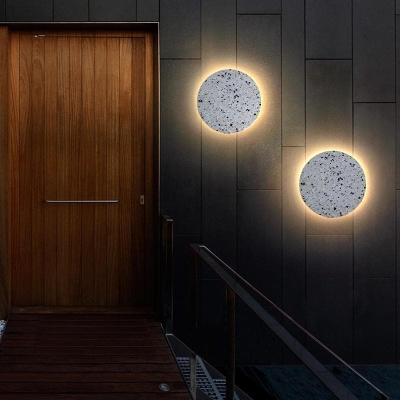 Modern Terrazzo Outdoor Wall Lights with Marble-Style Frames and Integrated LED, Available in White, Pink, Blue, or Black, 5 Sq. Meter Illumination