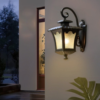 Elegant Retro Waterproof Outdoor Wall Light with Die-Cast Aluminum and Water Pattern Glass for Home, Balcony, and Aisle Lighting
