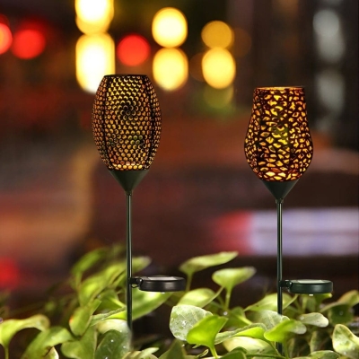 Vintage Goblet Shape Solar Outdoor Pathway Lights with Automatic Day-Night Sensor for Dreamy Light and Shadow Effects in Your Garden or Patio