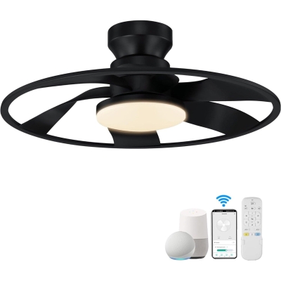 22 in. Smart Low Profile Ceiling Fan with Lights and Remote, Reversible Flush Mount Ceiling Fan with Wi-Fi Alexa APP, Modern Ceiling Fans for Patio