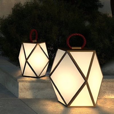 Stainless Steel Outdoor Lantern with Acrylic Lampshade, Modern Geometric Design for Garden, Courtyard, and Pathway Lighting