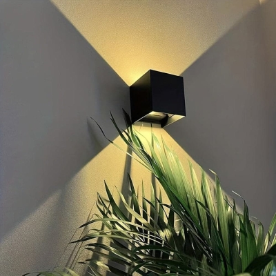 Modern Outdoor Up and Down Wall Sconce Fixture for Courtyard Stair Garden, Outdoor Exterior Square Black Wall Light for Porch Patio Pathway Passway Garage Wall