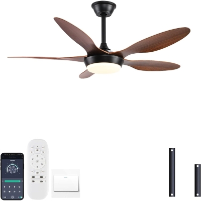 46 in. Brown Modern Ceiling Fan, Outdoor Ceiling Fan with Light Remote APP Control, Low Profile Outdoor Ceiling Fan for Patio, Bedroom Living Room Fan