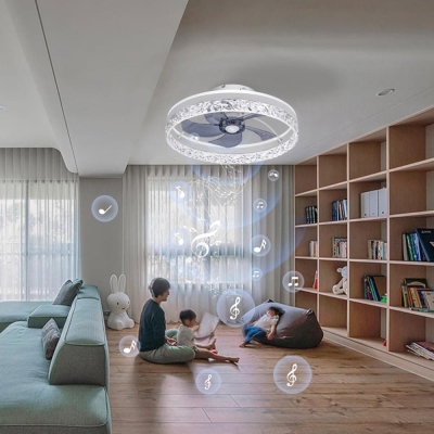 20 in. Low Profile Ceiling Fan and Light Remote APP Control, Flush Mount Ceiling Fan with Bluetooth Speaker, Reversible Small Ceiling Fan Light for Bedroom