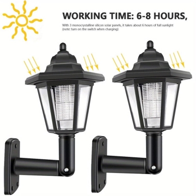 Outdoor LED Solar Sconce, Retro LED Wall Lamp Lantern Wall Light for Garden Decor, Set of 2
